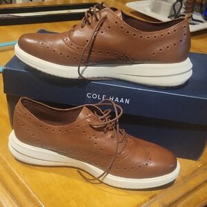 Cole Haan Women's Brown Leather Flats with White Sole